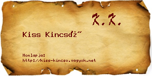 Kiss Kincső névjegykártya